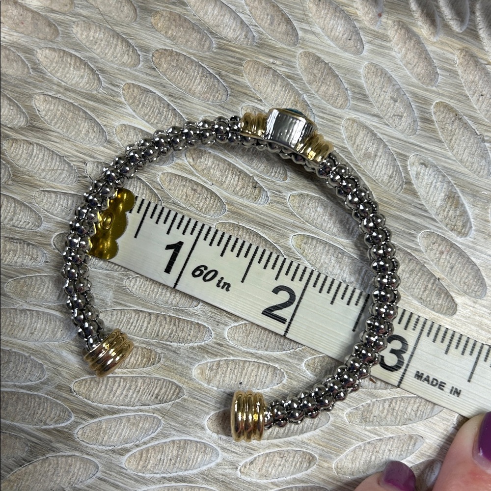 Silver and Gold Stackable Bracelets Set of 2 - Picture 7 of 7